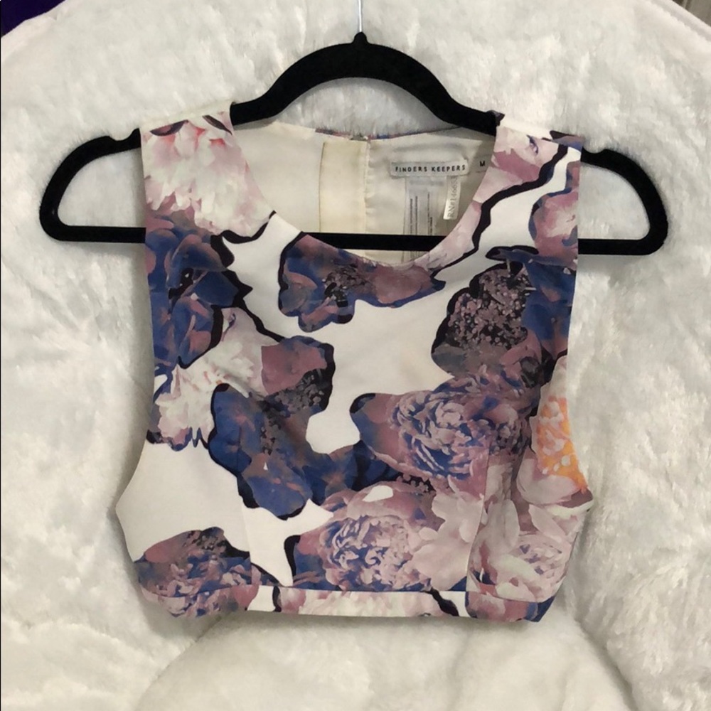 White Floral Crop Top